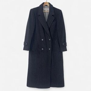 VTG Evan Picone Long 100% Wool Charcoal Double Breasted Over Coat Women's 10 M